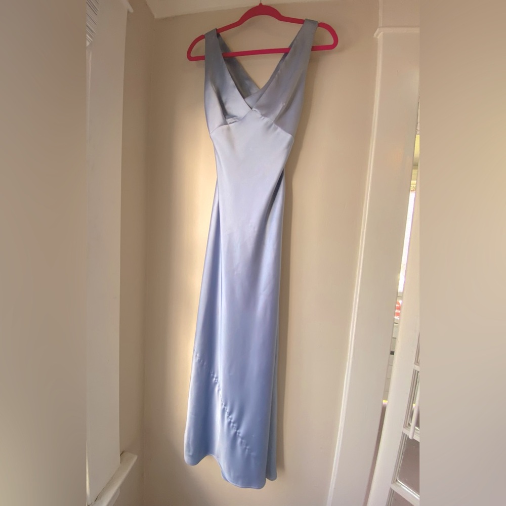 Zara Sky blue satin midi dress